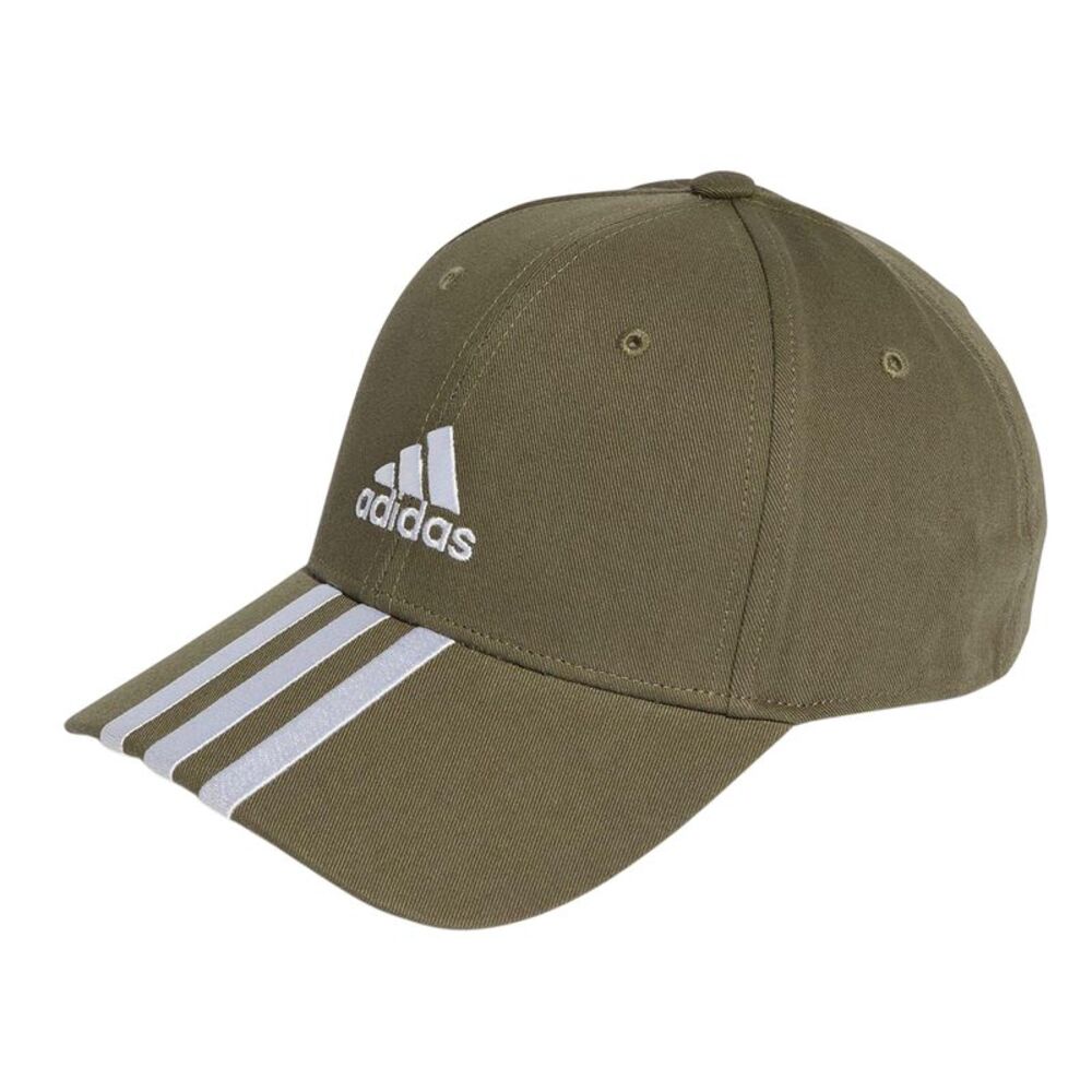 Adidas Mens 3 Stripes Cotton Twill Baseball Cap / Khaki Green